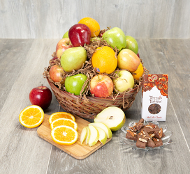 Fruit and Toffee Basket from Schultz Florists, flower delivery in Chicago