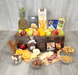 Farmstand Fruit and Gourmet Basket from Schultz Florists, flower delivery in Chicago