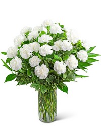 White Carnations Vase from Schultz Florists, flower delivery in Chicago