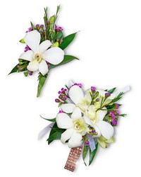 Flawless Corsage and Boutonniere Set from Schultz Florists, flower delivery in Chicago