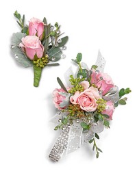 Glossy Corsage and Boutonniere Set from Schultz Florists, flower delivery in Chicago