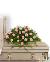 Pink Tranquility Casket Spray from Schultz Florists, flower delivery in Chicago