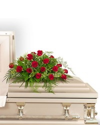 18 Red Roses Casket Spray from Schultz Florists, flower delivery in Chicago