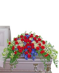 Valiant Honor Casket Spray from Schultz Florists, flower delivery in Chicago