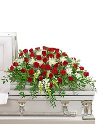Serene Sanctuary Casket Spray from Schultz Florists, flower delivery in Chicago