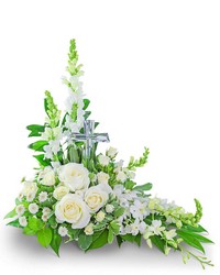 Divine Love with Crystal Cross Keepsake from Schultz Florists, flower delivery in Chicago