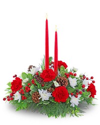 Holly Jolly Centerpiece from Schultz Florists, flower delivery in Chicago