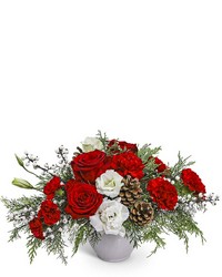 Snowberry Holiday Centerpiece from Schultz Florists, flower delivery in Chicago
